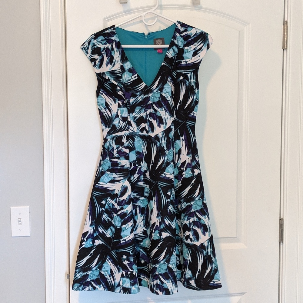 Teal/black/white Abstract Dress